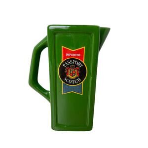 Vintage Calvert Distillers Co Passport Scotch Ceramic Green Bar Pitcher Vase